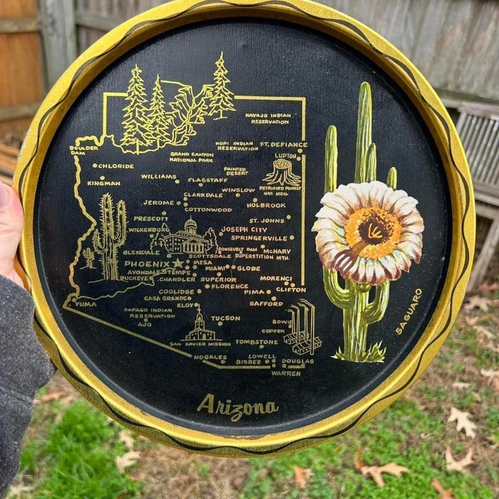 Vintage‎ Arizona black & gold serving tray